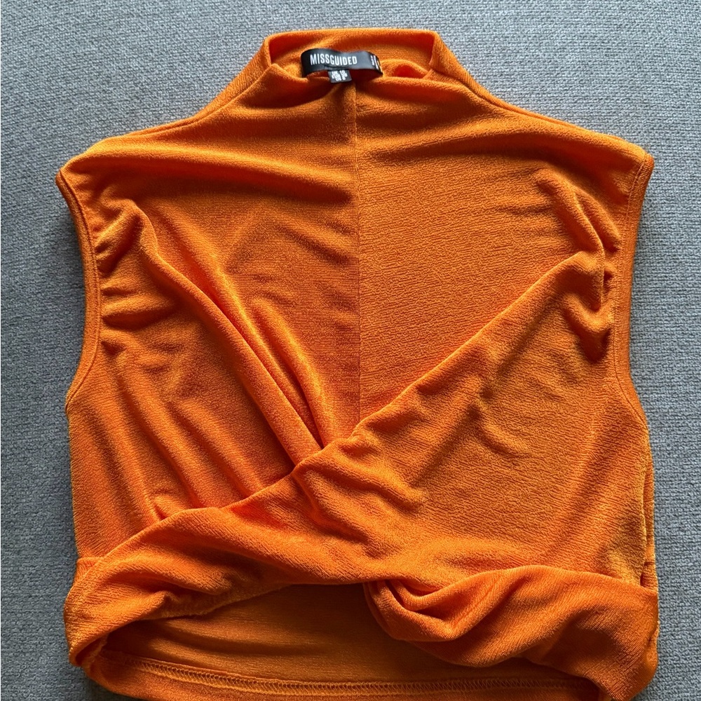 Missguided Bright Orange Twist Front Top